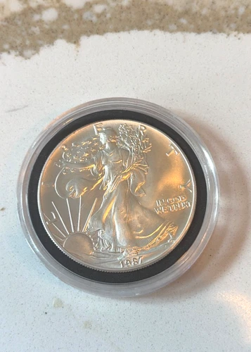 Uncirculated 1 Oz .999 Fine Silver 1987 US Walking Liberty One Dollar Coin