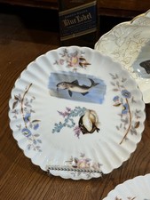 Antique Fish Set In Antique Ceramic & Porcelain Plates & Chargers