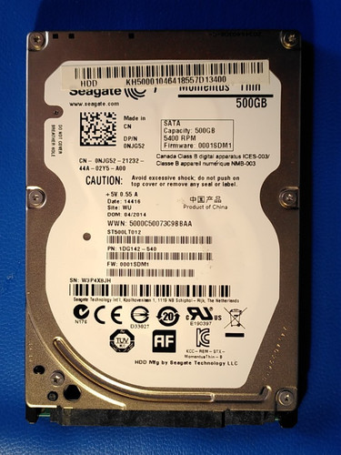 2.5 inch SATA HDD | 500GB | SATA II | SEAGATE Momentus Thin | ST500LT012