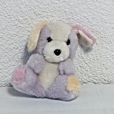 Vtg Dan Brechner Puppy Dog Plush Pastel Purple Pink Yellow Stuffed Animal Toy