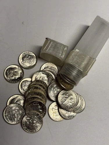 GEM BU Roll of 50 1962-D Roosevelt Silver Dimes, U.S. $5 Coins UNCIRCULATED