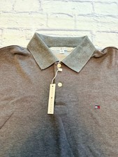 Tommy Hilfiger Men s 2XL Gray Solid Short Sleeve Logo Cotton Polo Shirt, NWT
