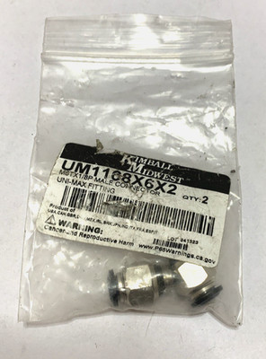 *Lot of 2* Kimball Midwest~UM1168X6X4~Uni Max Male Connector Fittings M6TX1/8P