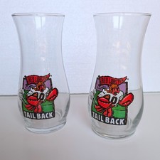 Vintage Red Lobster Tail Back Hurricane Pint Glasses Set of 2 Football Graphic
