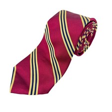 Brooks Brothers Mens Silk Tie Red Yellow Blue Stripe Woven England Made in USA