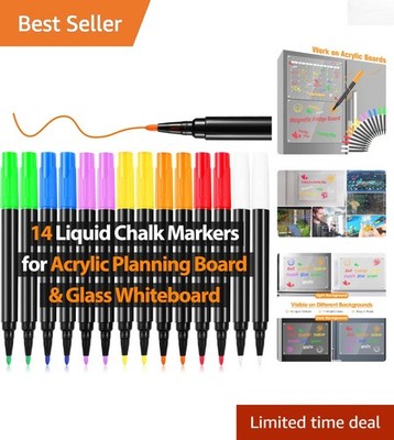 Versatile Liquid Chalk Markers for Creative Planning - 14 Colorful Tools