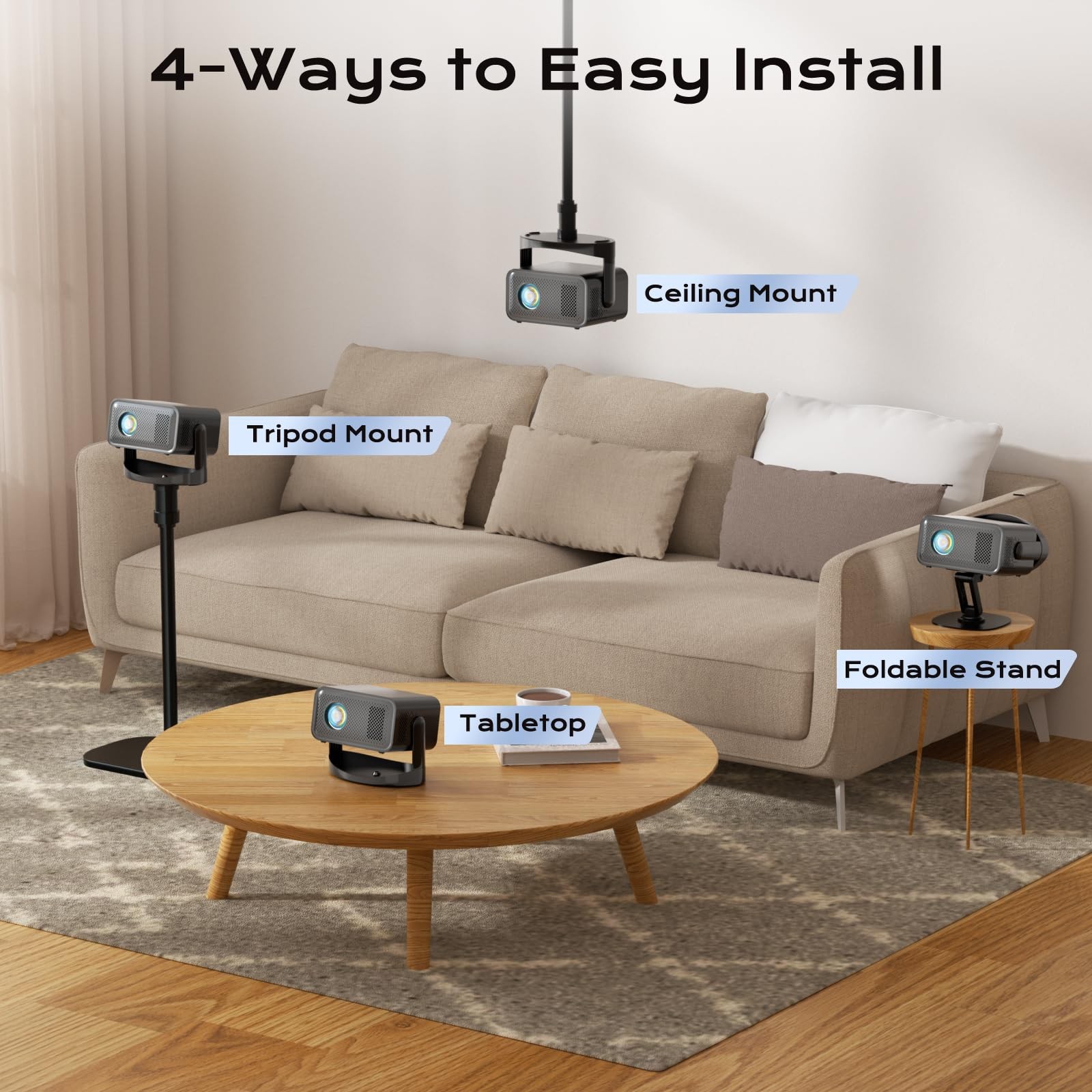 Builtin Apps & 2026 Upgraded Mini Projector Wifi and Bluetooth Portable,... 8
