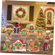 10 Pack Gingerbread Christmas Decorations, Christmas Gingerbread Man Yard