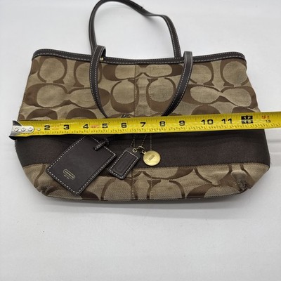 Coach Brown Signature C Jacquard Tote Shoulder Bag Leather Trim