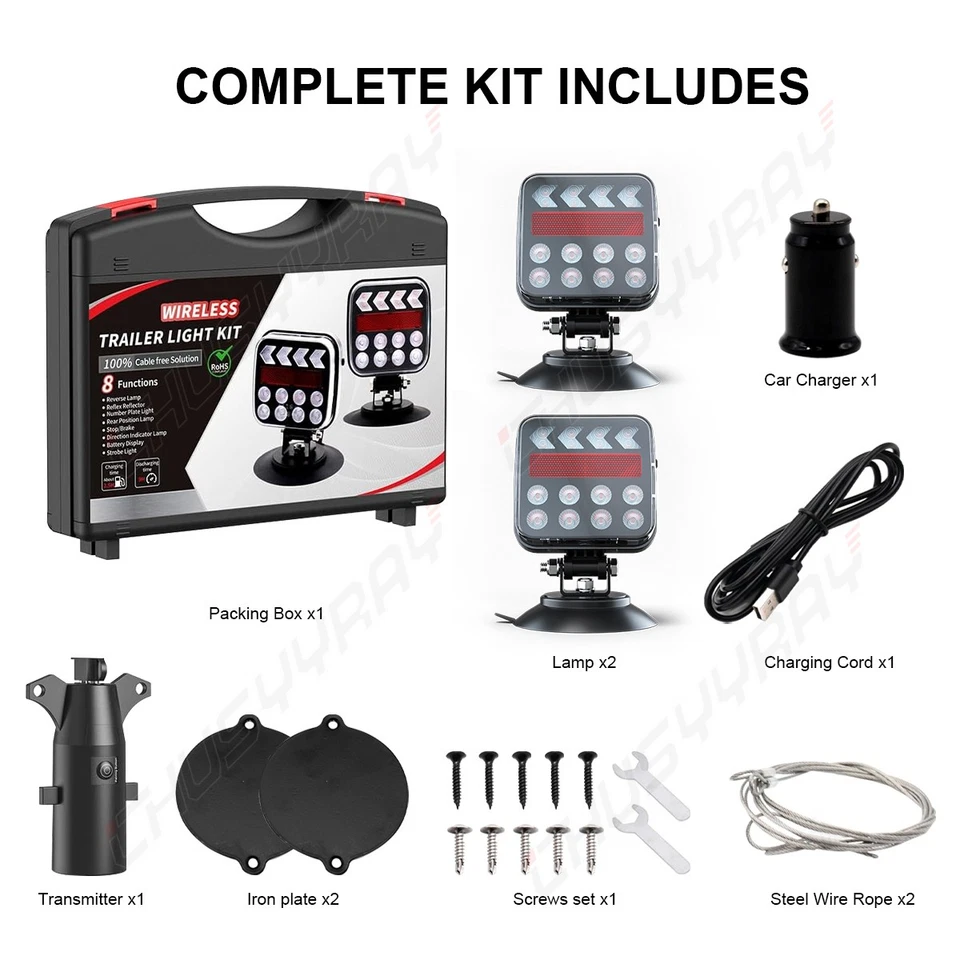 Kit de luces traseras magnéticas inalámbricas para remolque para camión MACK Vision CX CXN Foto 3 de 4