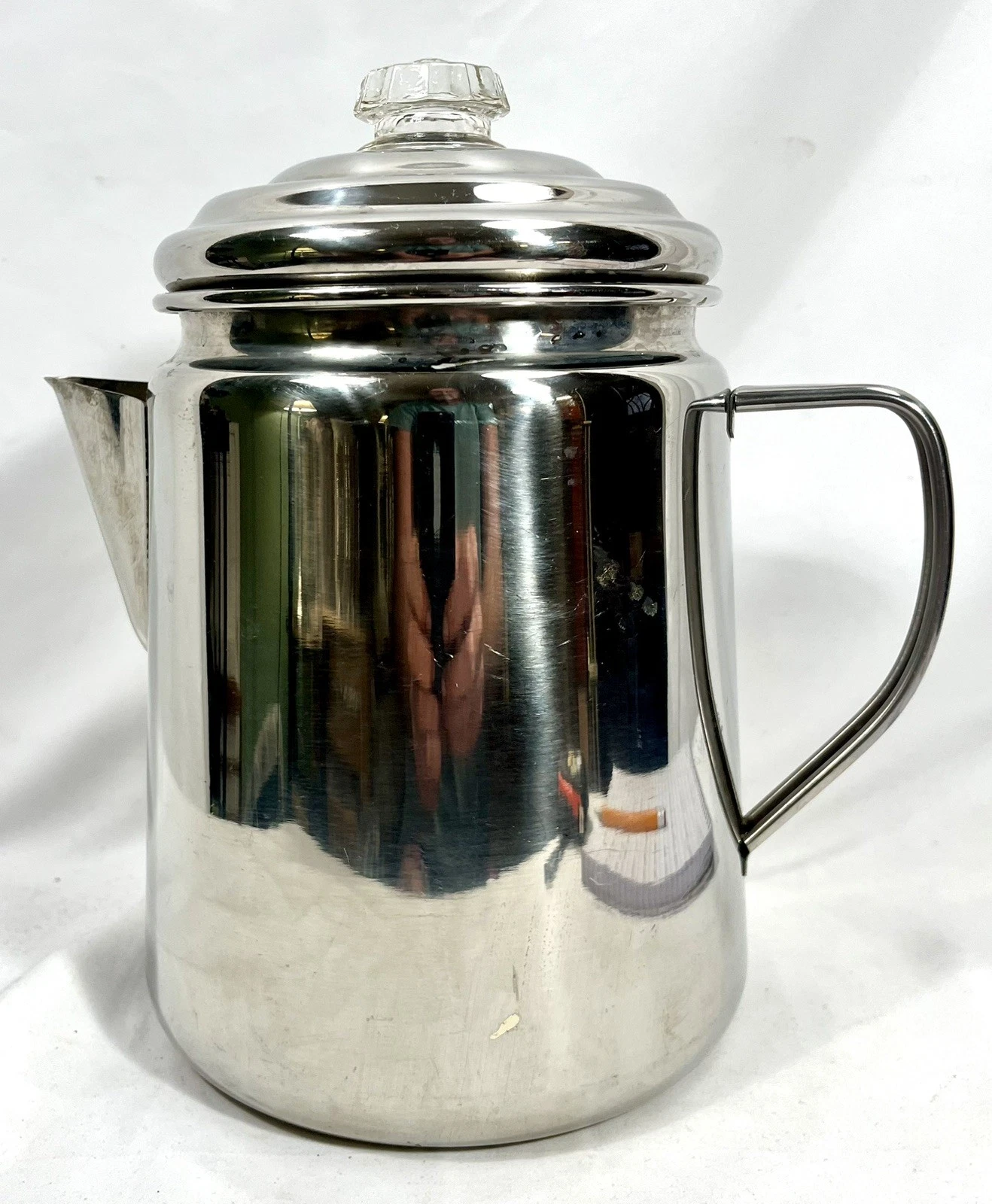 Vtg Coleman 12-Cup Stainless Steel Coffee Percolator Stovetop Camping Pot Outdoo