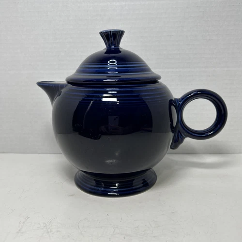 Homer Laughlin Fiesta Fiestaware Teapot Cobalt Blue Ring Handle