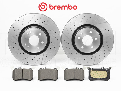 MERCEDES A45 AMG + CLA 45 GLA45 AMG FRONT BREMBO BRAKE DISCS & BREMBO BRAKE PADS