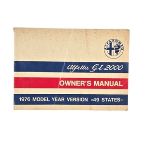 1976 Alfa Romeo Alfetta Gt 2000 Owner's Manual 49 States Version
