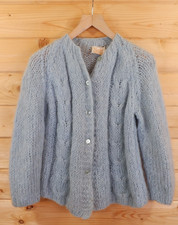 Cardigan vintage Montgomery Ward Carol Brent maglia cavo lana mohair M Italia blu