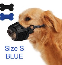 PawWares Dog Muzzle Soft Nylon Adjustable-Breathable-Drinkable  BLUE SMALL