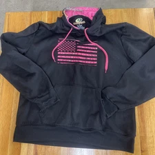 Mossy Oak Women's Flag Hoodie Sweatshirt Black Pink Camo Large
