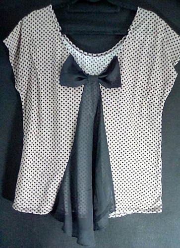 Robins Nest Maternity polka dot shirt with sheer bow back size Med - Picture 4 of 7