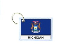 Keychain Double-Sided USA Michigan Flag