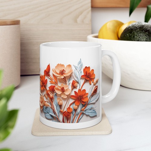 Taza de cerámica de café floral nature flower 82-8, 11 oz p - Imagen 2 de 11