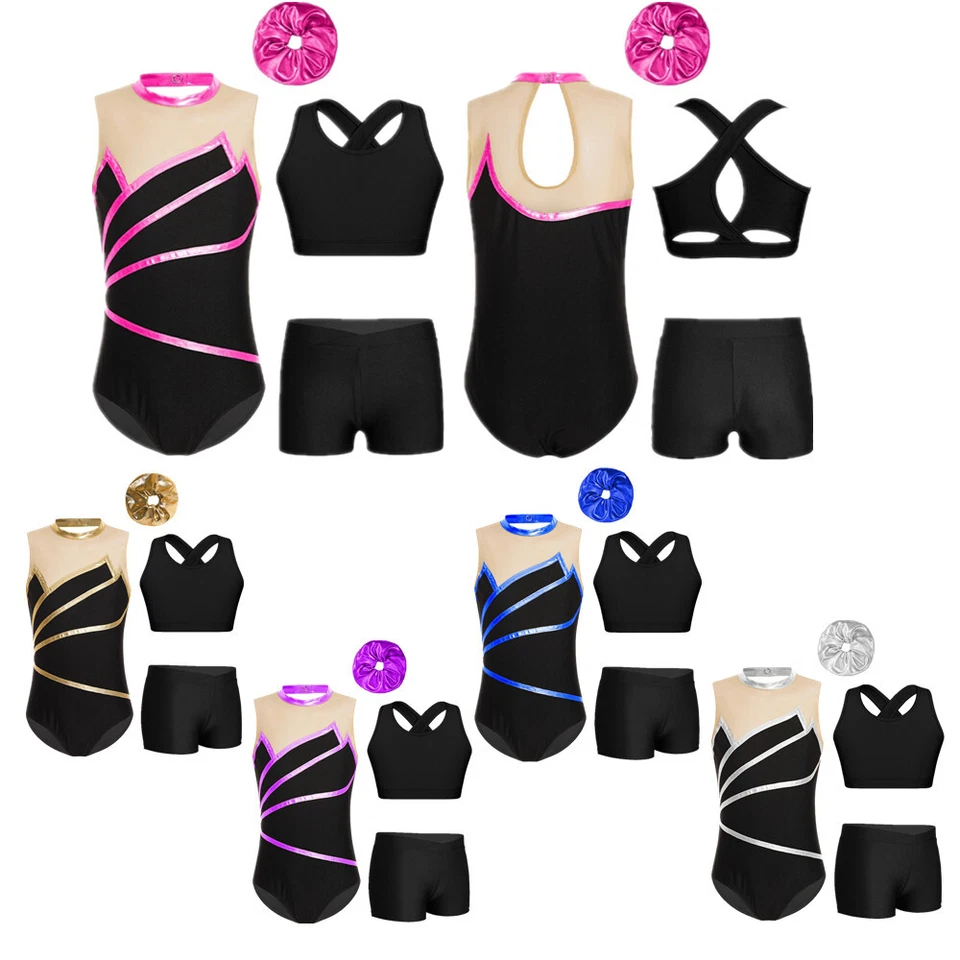 Girls Outfit Teens Unitard Turtleneck Jumpsuit Tanks And V-front Waistband Set - Image 4 of 4