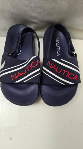 Nautica Pool Sandal Kids Sz 8 Black Slip On Wide Strap Comfortable Casual Slide - Picture 2 of 6