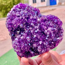1.88LB Natural Amethyst heart-shaped quartz cluster crystal specimen Healing