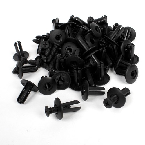 Lot De 24 Rivets En Plastique Noir - Fixation Par Poussoir Pour Trou De 9 Mm - Pour Garnitures Auto