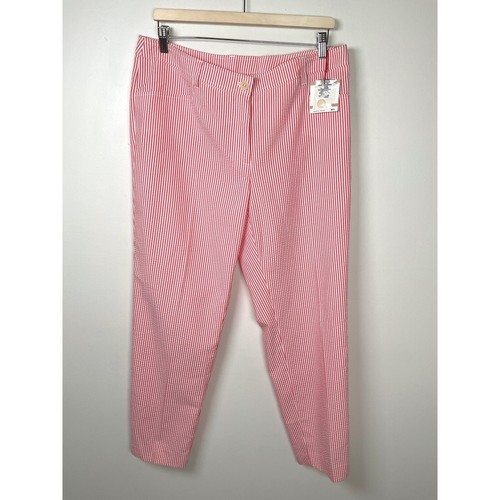 Anne Klein Seersucker Pants Cropped Striped Career Casual Size 12 NWT