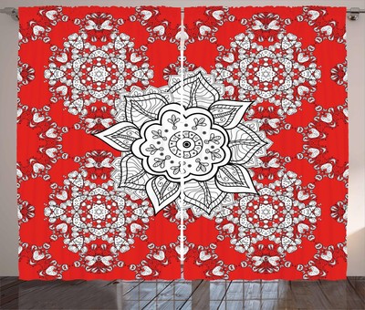 Eastern Mandala Curtains 2 Panel Set Decoration 5 Sizes Window Drapes