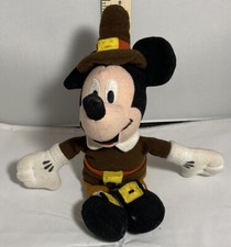 Disney Store Thanksgiving Pilgrim Mickey Mouse Plush Stuffed Bean Bag Animal Toy
