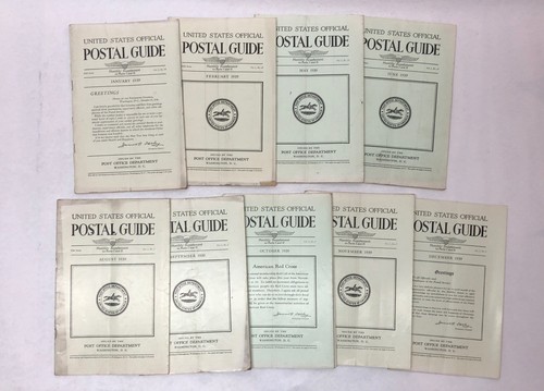 (Lot Of 9) Vtg 1939 United States Official Postal Guide