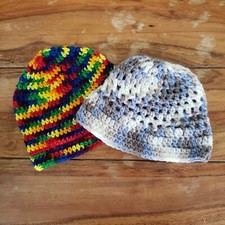 HANDMADE CROCHET UNISEX BEANIES SET OF 2 DIFFERENT STYLES AND 2 DIFFERENT COLORS