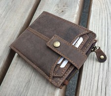 Real Leather Mens Wallet, Handmade Pure Leather Wallet for Men, Gift Bag Packed