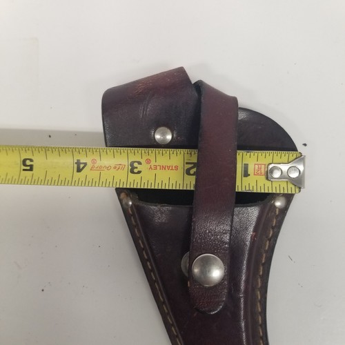 Vintage Brown Leather Left Hand Knife Belt Holster Sheath w/ Griffin Logo Stamp - Picture 6 of 9