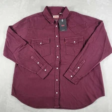 Levi's Ultimate Western Pearl Snap Button Up Shirt Women's XXL Burgundy NWT