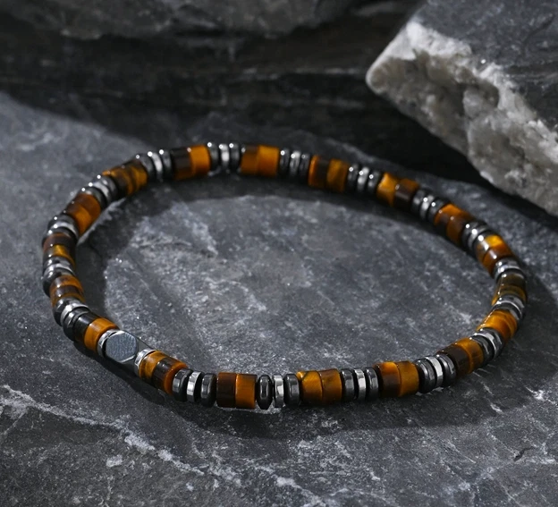 2025 ¡NUEVO! Pulsera de hematita ojo de tigre con cuentas de protección curativa fuerza suerte para hombre Foto 2 de 4