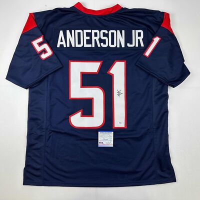 Autographed Andre Johnson Houston Blue Football Jersey - JSA Certified