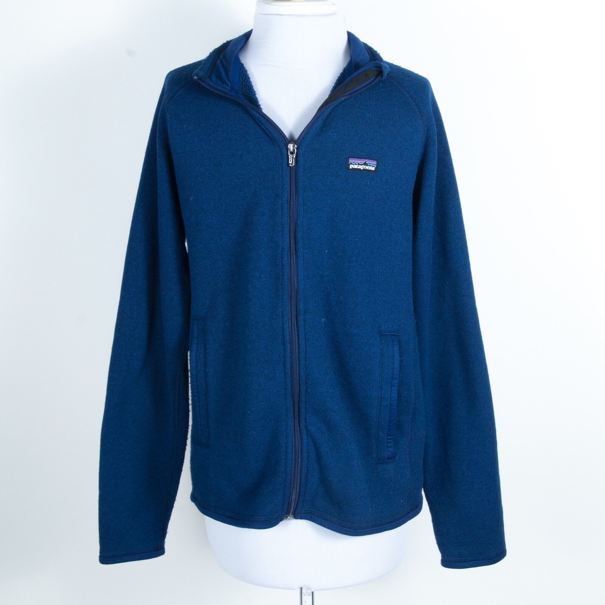 Patagonia Fleece Jacket Full Zip Mock Neck Zip Pockets Blue M | eBay
