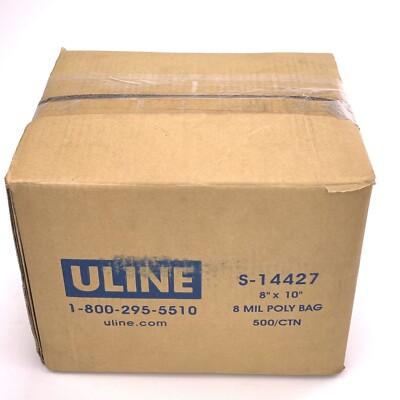 ULINE S-14427 1 Case (500) 8x10 Clear   Poly Cellophane Bags 8 Mil