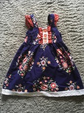 Girls Size 4 Tunic Navy With Coral Flowers Very Cute From Ashberry Clothing.