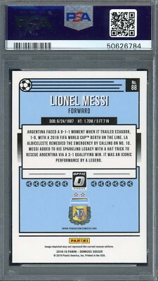 Lionel Messi 2018 Panini Donruss Optic Soccer Card #88 Graded PSA 