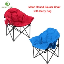 ALPHA CAMP Portable Oversized Camping Chair Padded Moon Saucer Chair Cup Holder