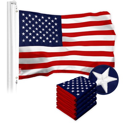 USA American Flag 6x10FT 5-Pack Embroidered Polyester By G128