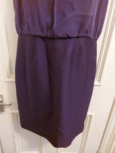 Planet Purple Round Neck Sleeveless Knee Length Silk Mix Pencil Dress Size 10 - Picture 5 of 10