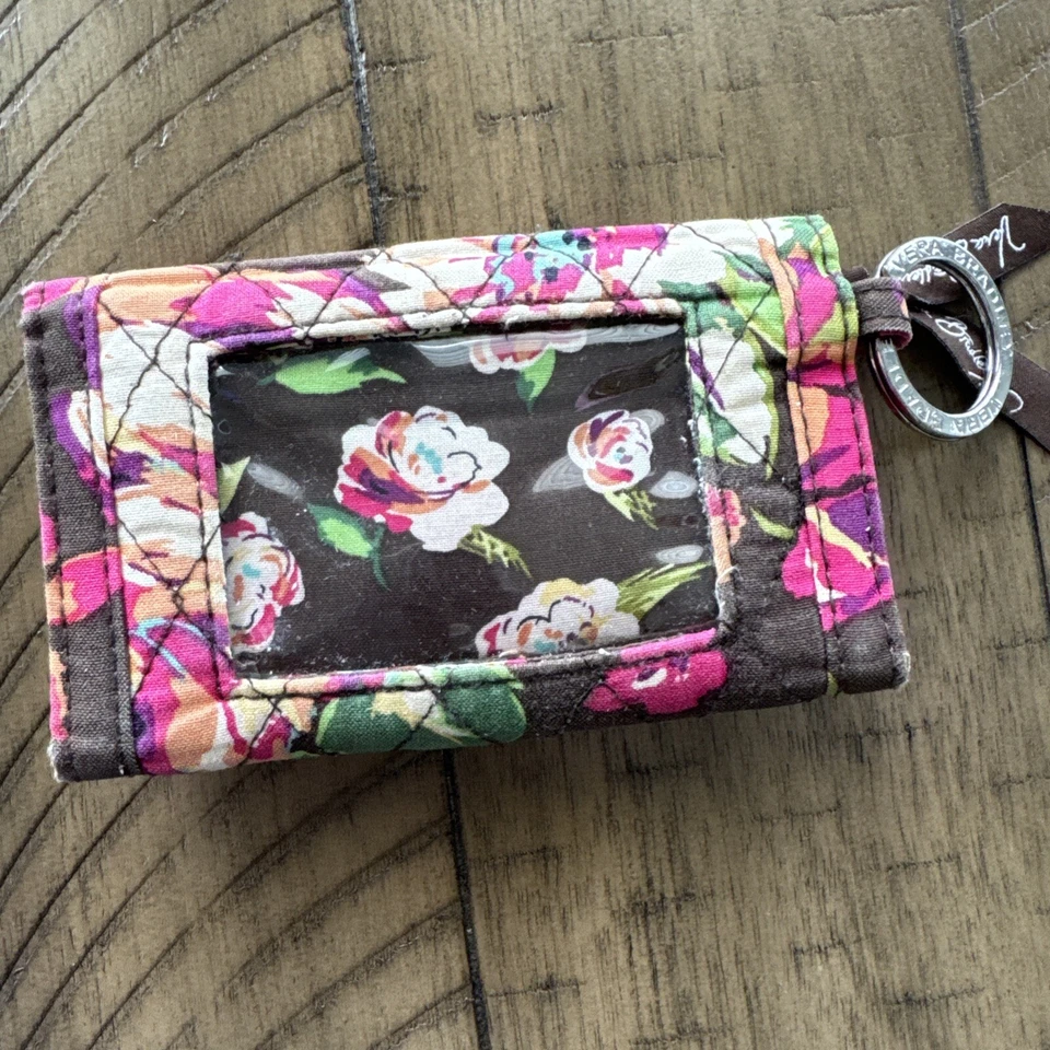 Vera Bradley Rosa Inglesa Identificación Tarjeta Moneda Billetera Llavero Foto 4 de 4
