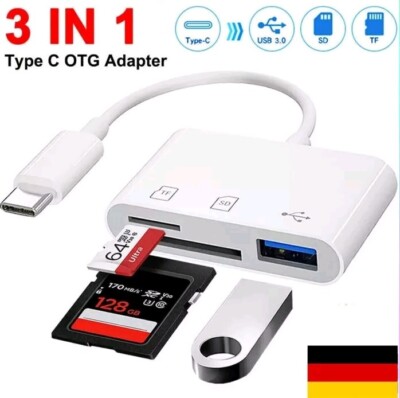 3-in-1 USB C aufSpeicherkartenleser Adapter SD Micro SD Hub OTG USB 3.0