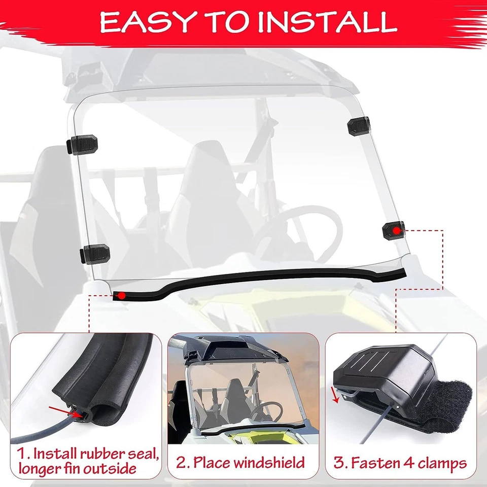 Full Windshield Scratch-Resistant For Polaris RZR 570 800/4 800S XP 900/RZR 570 Foto 4 de 4