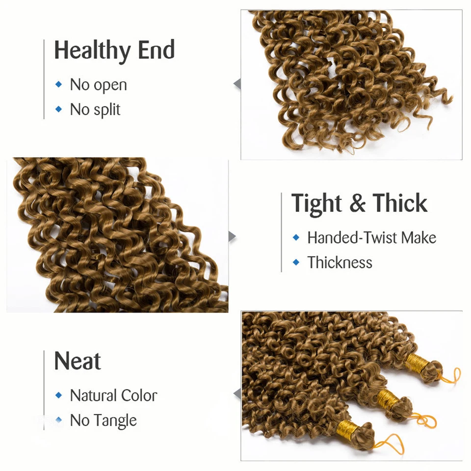 100% Real Natural Water Wave Crochet Braids Deep Curly as Human Hair Extensions - Image 2 of 4