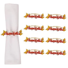 Thanksgiving Napkin Rings Set of 8 Thankful Napkin Rings with Words Metal Nap...